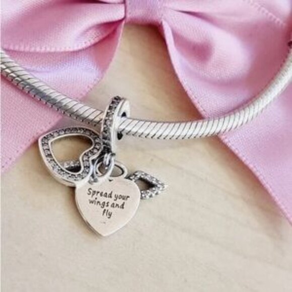 Silver Heart Wing Charm - Picture 3 of 3